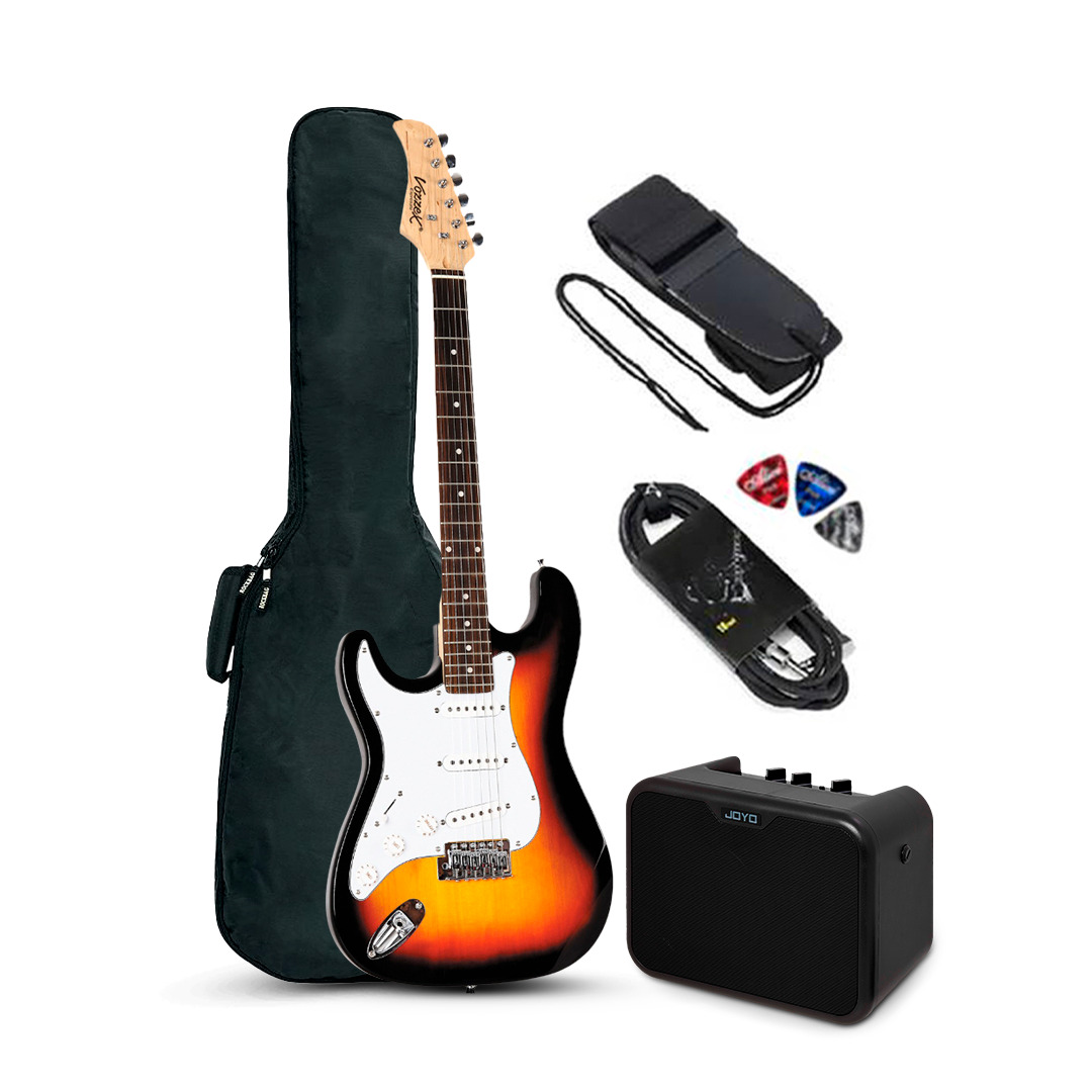 Sunburst-01 PACK ELECTRICO STRATO ZURDO SUNBURST – AMPLIFICADOR 10W - Imagen 1
