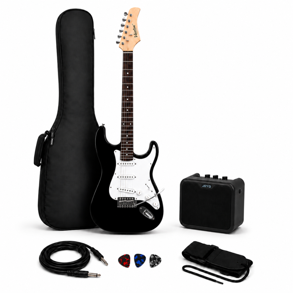 VOZZEX NEGRA 1 PACK ELECTRICO STRATO BLACK - AMPLIFICADOR 10W - Imagen 1