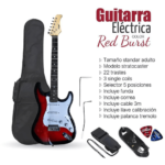 GUITARRA ELÉCTRICA STRATOCASTER TAMAÑO ADULTO - RED BURST