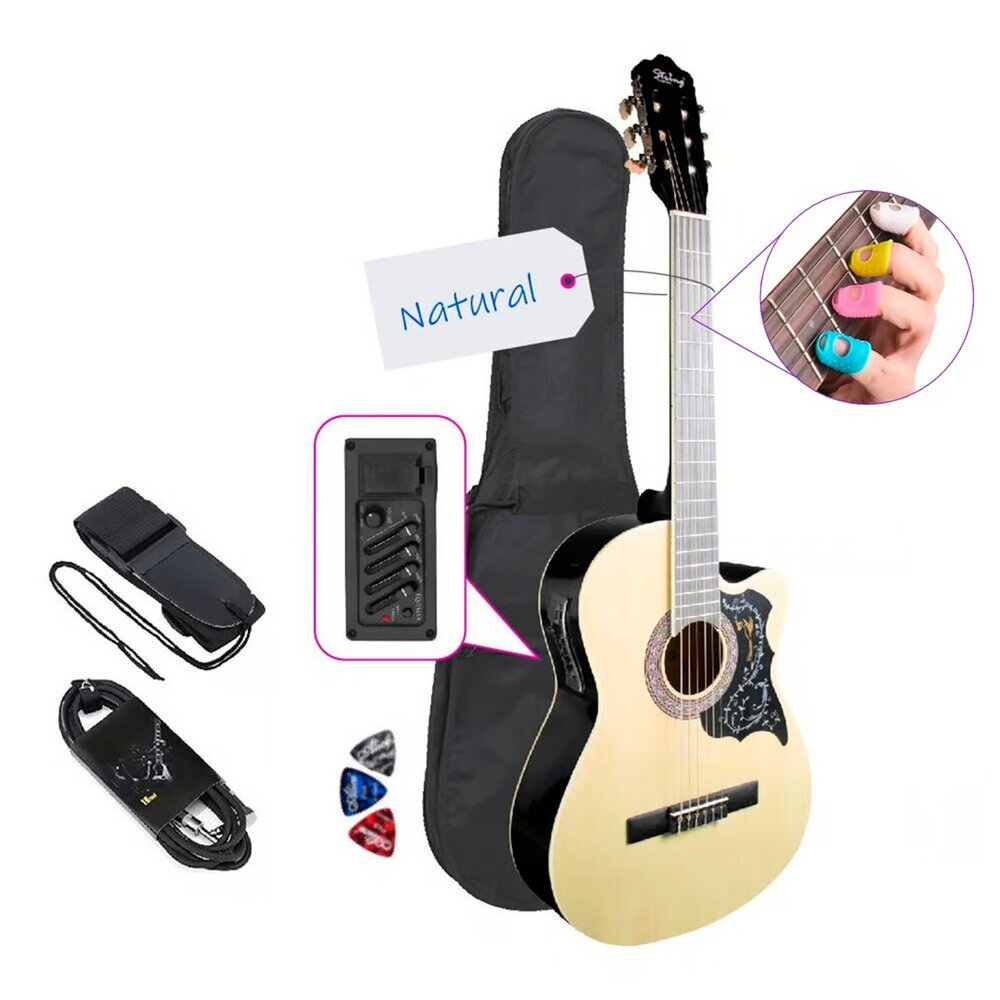 1 (1) GUITARRA ELECTROACUSTICA METAL NATURAL - Imagen 1