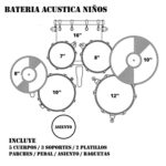 BATERIA ACUSTICA NIÑOS 5 DRUMS WINE RED - Imagen 2